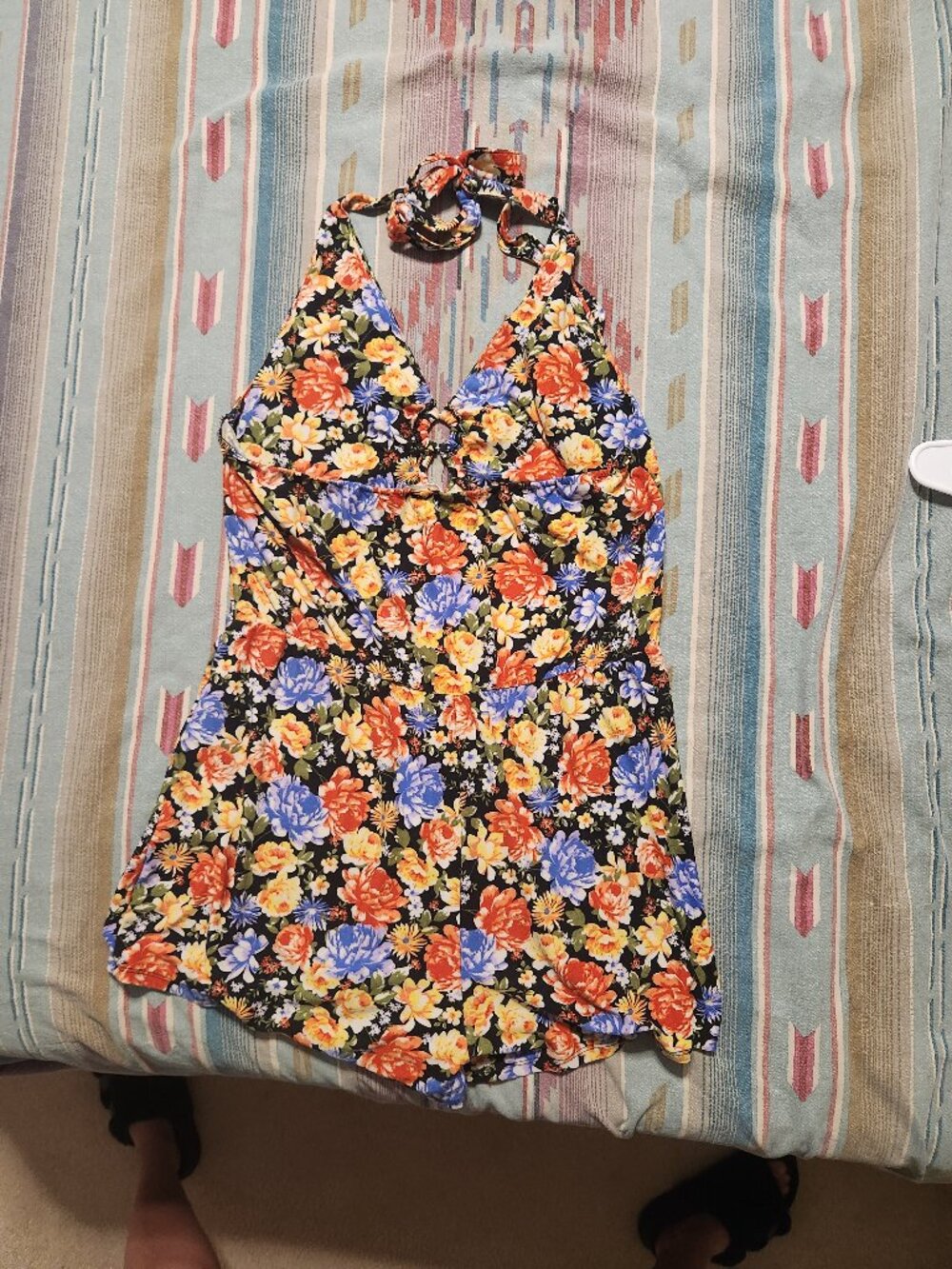 Derek Heart Floral Halter Romper- Size LARGE